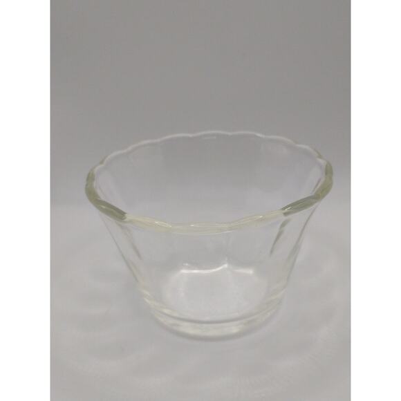 Set of 3 - 5oz. Fire King #422 - Clear Glass Scalloped Edge Custard Cups Dishes - Picture 2 of 5